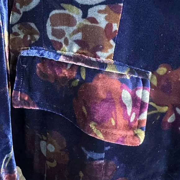 SUNDANCE Rose Garden Blue Floral Velvet Blazer size 10 - Picture 11 of 11
